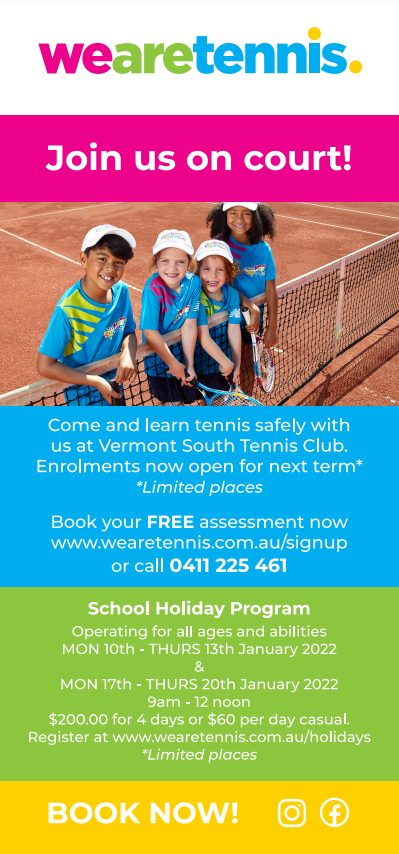 2022 Tennis school holiday program
