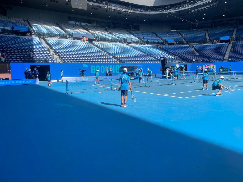 tennis training students at the Australian Open