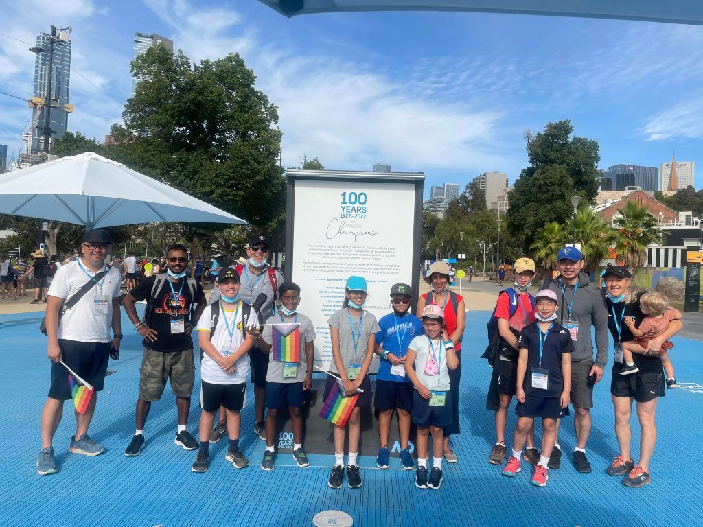 tennis training students at the Australian Open